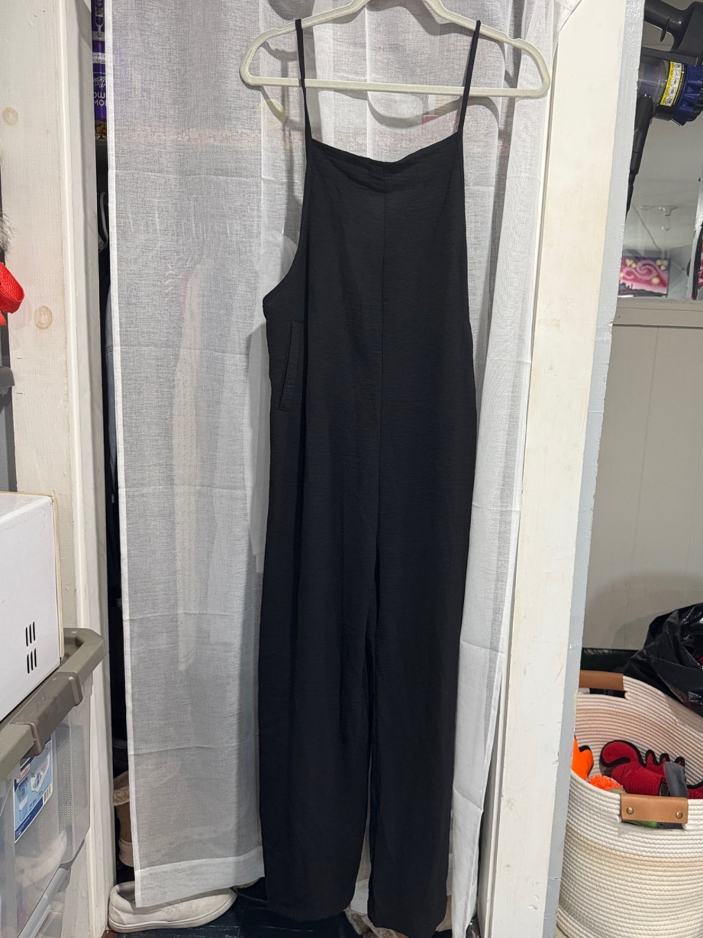 SHEIN Black Wide-Leg Spaghetti Strap Jumpsuit